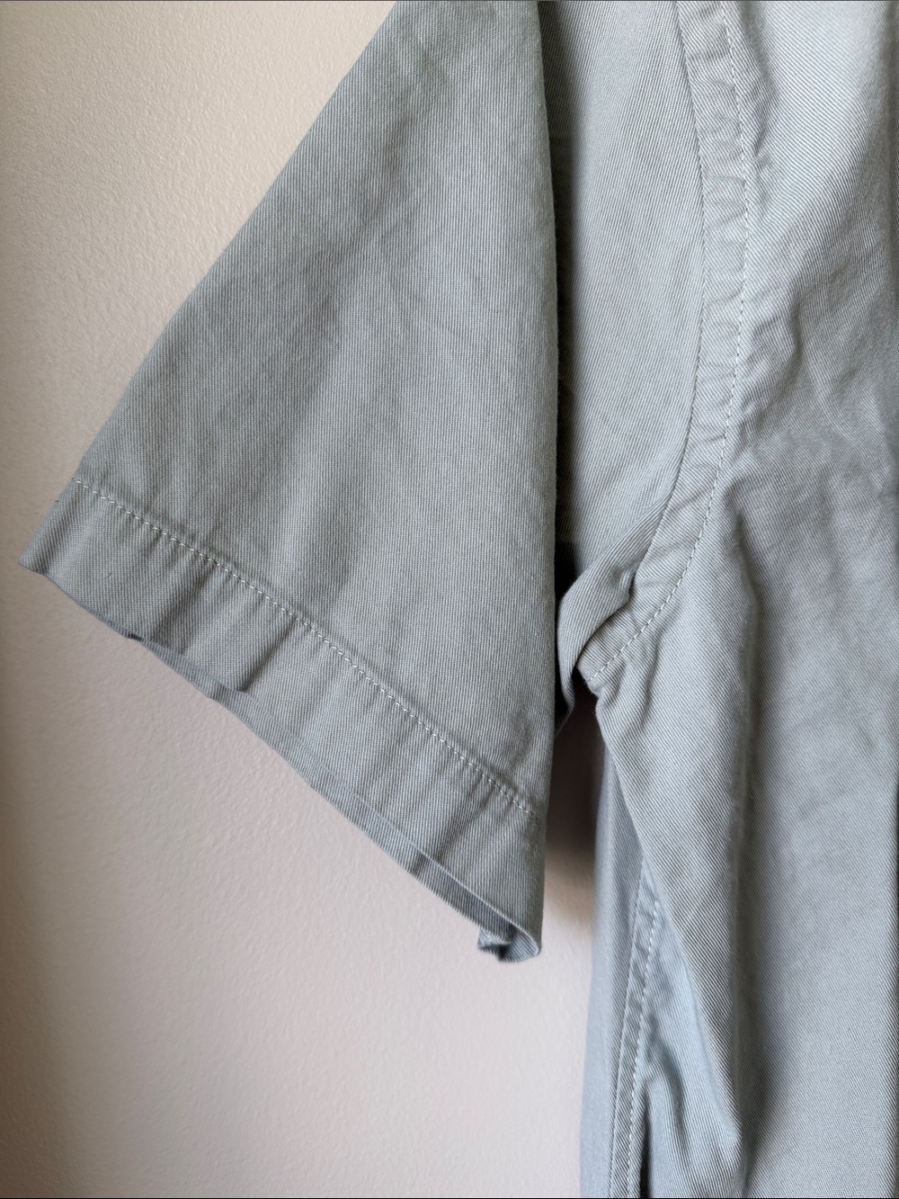 Buck Mason Fog Draped Twill Short Sleeve One Pocket button up - Fog Green Men M - Picture 7 of 12